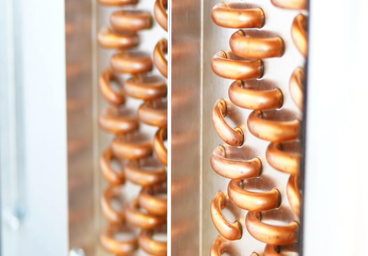 Échangeurs thermiques cuivre détail CTA chauffage refroidissement